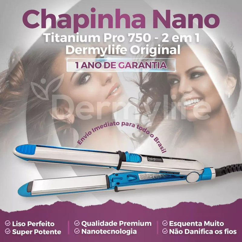 Chapinha Nano titanium Pro750 - Profissional - 2 em 1 - Original - MEGATOPMIX