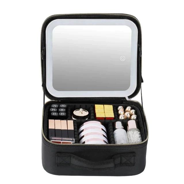Necessaire Organizadora de Maquiagem SmartGlam com Espelho Portátil e LED com 3 temperaturas - MEGATOPMIX